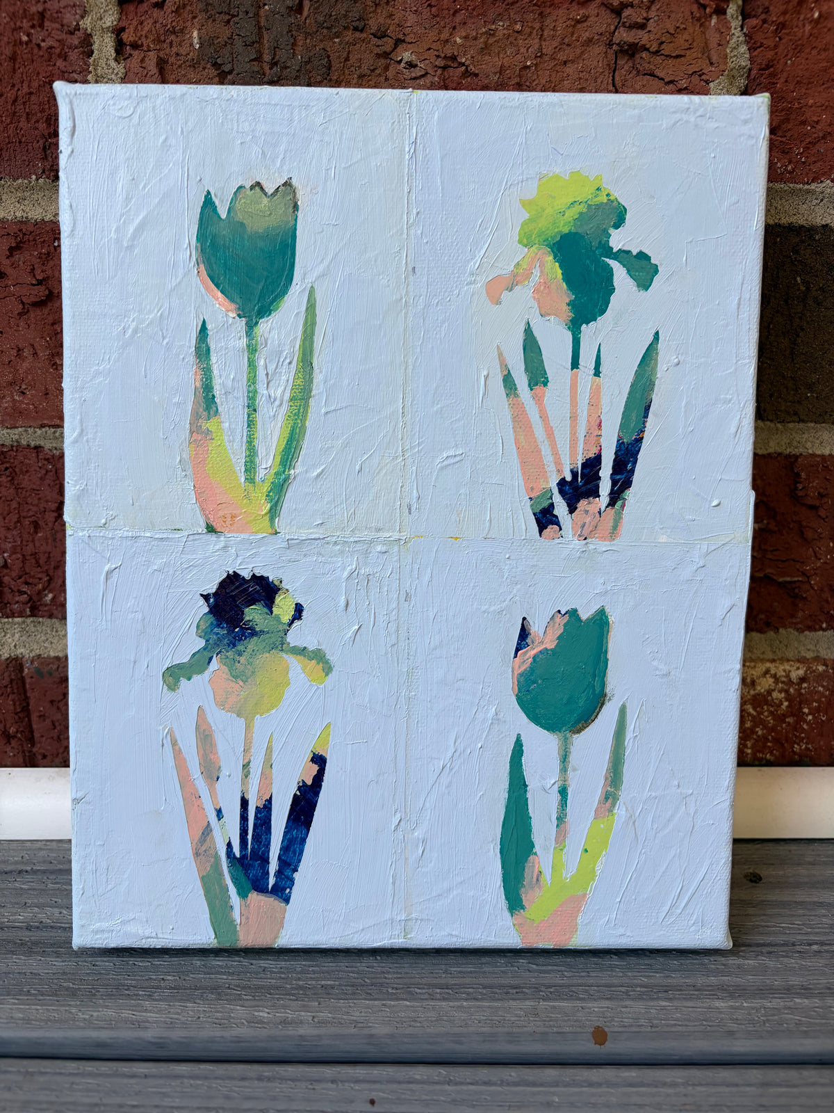 Tulip and Iris on Blue