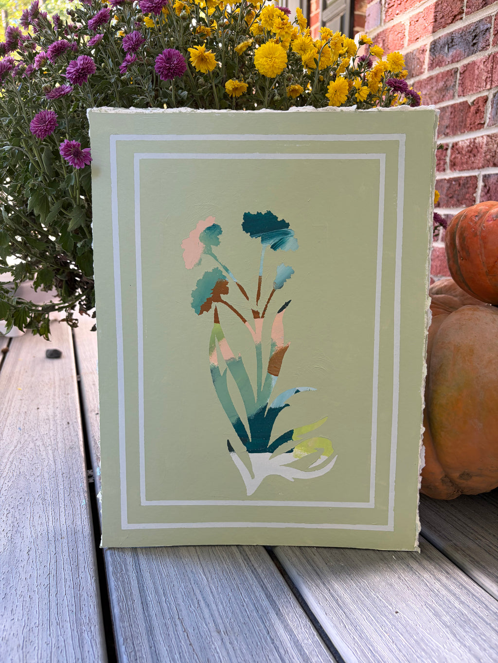 Pale Sage Triptych on Paper