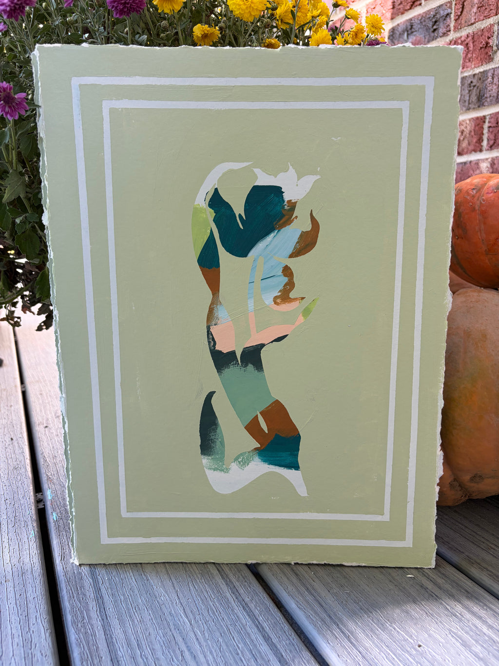 Pale Sage Triptych on Paper